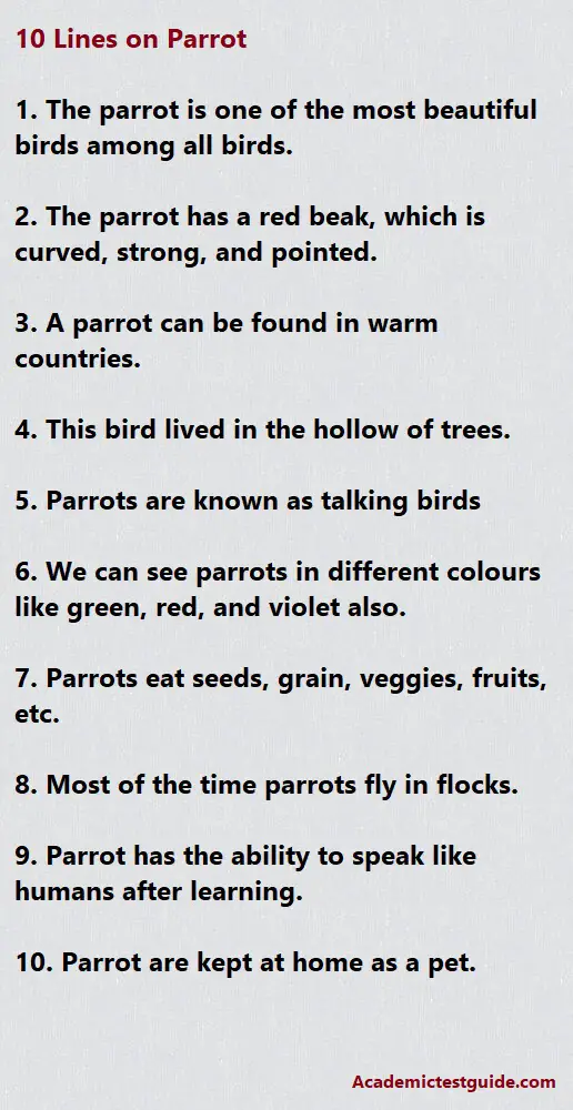 5 lines on parrot