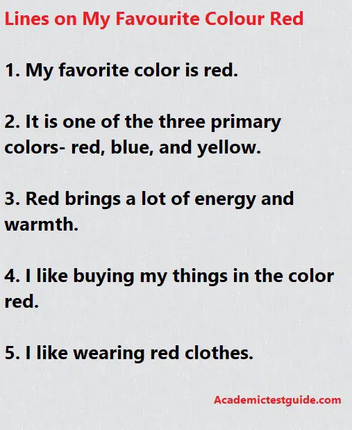 sentences about My Favourite Colour red
