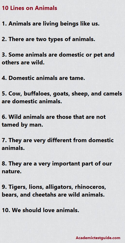 10 Lines on Animals in English for Students & Children