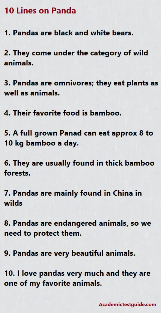 10 lines on Panda