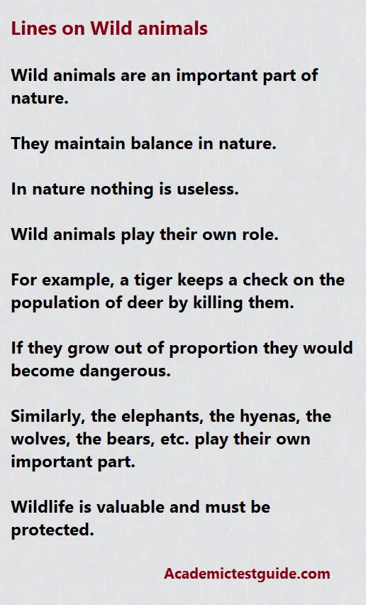 10 Lines on Wild Animals Essay in English For Students