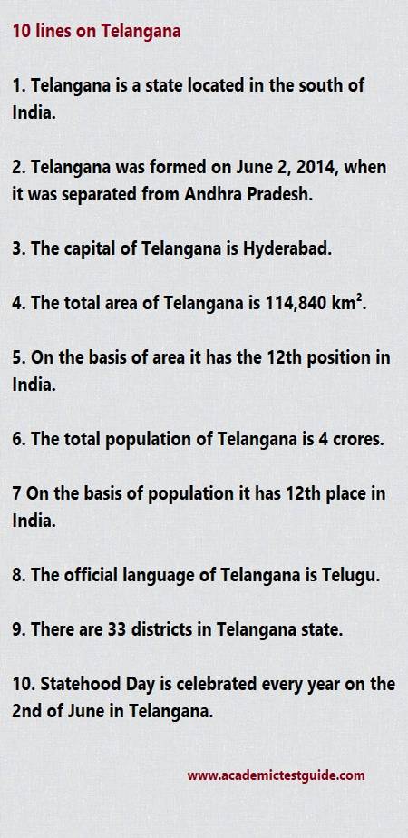 10 lines on Telangana