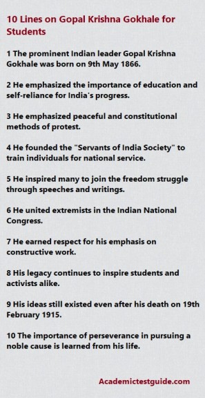 10 lines on Gopal Krishna Gokhale